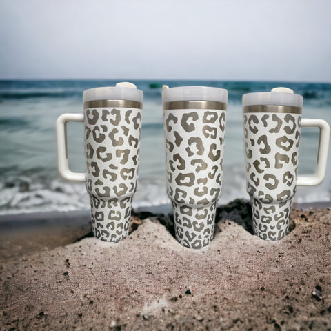 White leopard 40oz tumbler