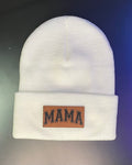 Mama patch beanie white