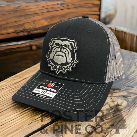 Black and Silver Dawg head patch hat