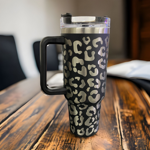 Leopard Print 40oz Tumbler w/ handle